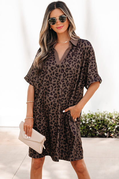 Hazel Blues® |  Spot On Mini Dress | Leopard V-Neck Mini Dress