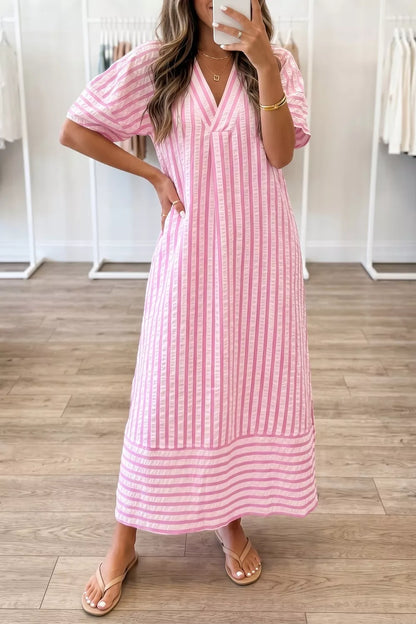 Stripe Right Dress | Striped V-Neck Dress