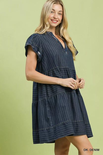 Hazel Blues® |  Umgee Chambray Tiered Babydoll Dress