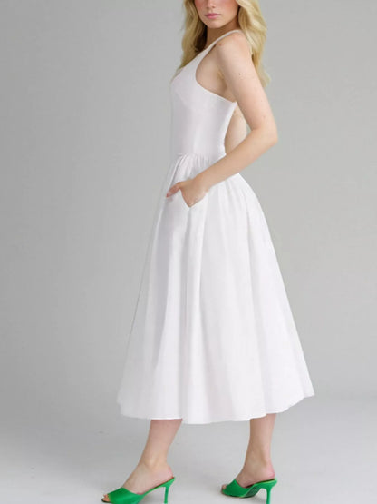 Hazel Blues® |  Halter Neck Midi Dress with Pockets