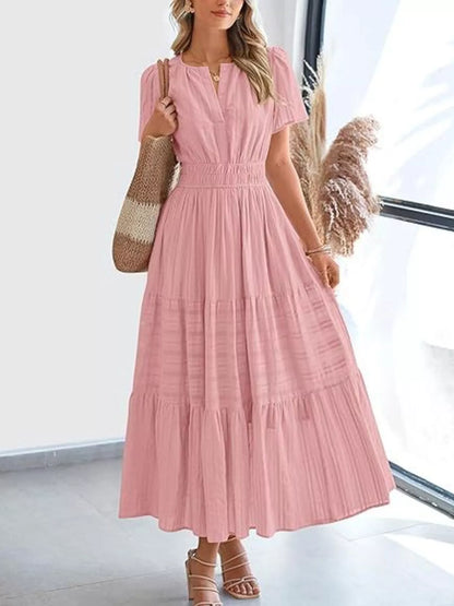 Hazel Blues® | Short Sleeve Tiered Midi Dress