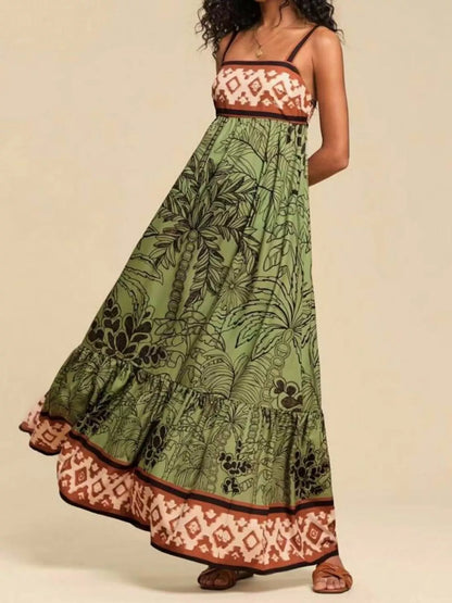 Hazel Blues® |  Printed Square Neck Maxi Dress