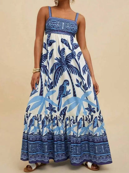 Hazel Blues® |  Printed Square Neck Maxi Dress