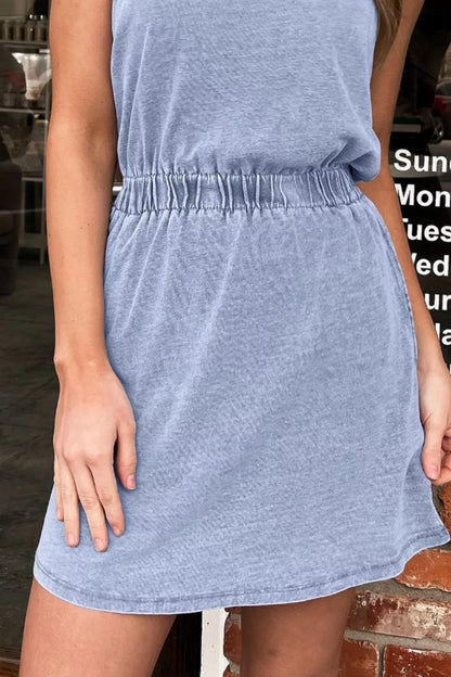 Hazel Blues® |  Casual Washed Scoop Neck Denim Mini Dress