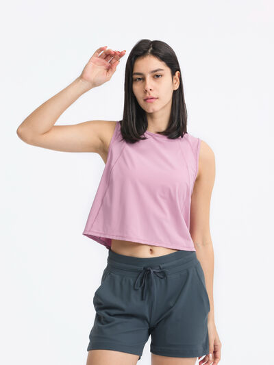 Hazel Blues® |  Millennia Round Neck Cropped Active Tank