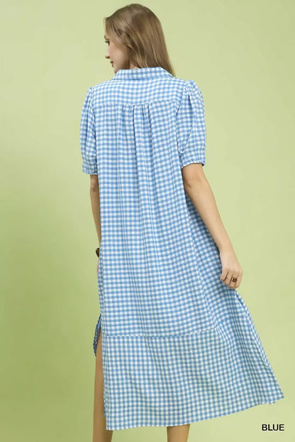Hazel Blues® |  Umgee Gingham Midi Dress with Side Pockets