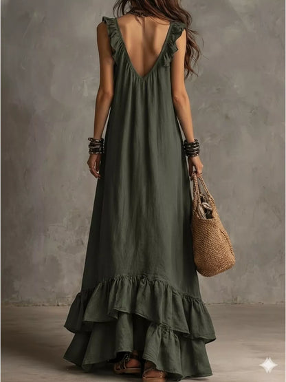 Hazel Blues® |  Ruffled Sleeveless Maxi Dress