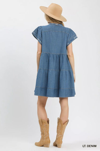 Hazel Blues® |  Umgee Chambray Tiered Babydoll Dress