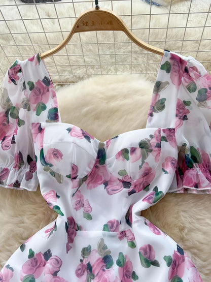 Hazel Blues® |  Floral Print Ruffle Hem Midi Dress