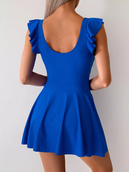 Hazel Blues® |  Ruffled Sleeve One-Piece Swim Dress