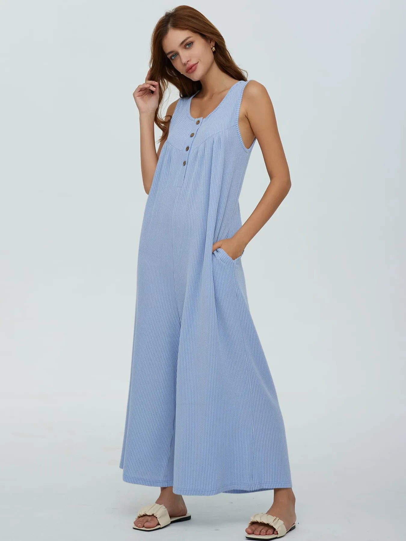 Hazel Blues® |  Sleeveless Wide Leg Jumpsuit