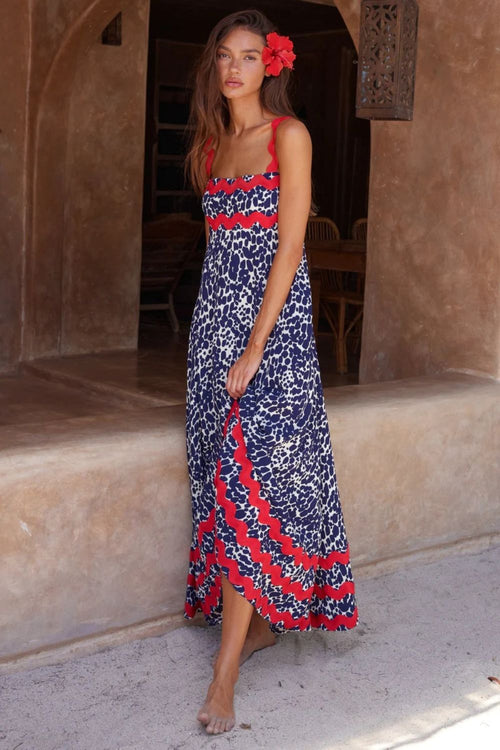 Hazel Blues® |  Printed Square Neck Wide Strap Maxi Dress