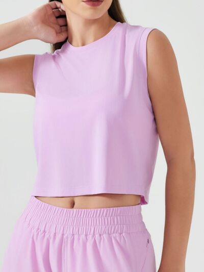 Hazel Blues® |  Millennia Round Neck Cropped Active Tank
