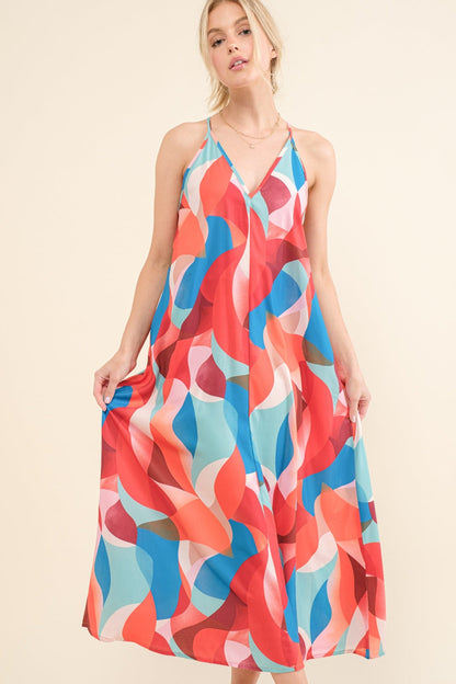 Hazel Blues® |  And the Why Printed Crisscross Back Cami Dress