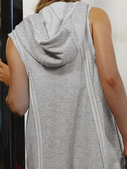 Hazel Blues® |  Half Zipped Hooded Sleeveless Romper