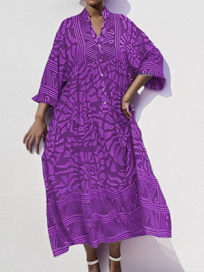 Hazel Blues® |  Printed Button Front Midi Dress