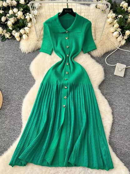 Hazel Blues® |  Button Front Short Sleeve Knit Dress