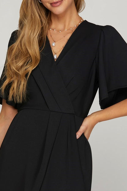 Hazel Blues® |  She + Sky Ruffled Surplice Short Flutter Sleeve Mini Dress