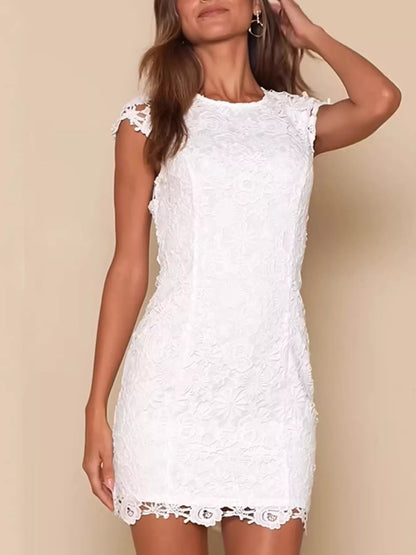Hazel Blues® |  Backless Lace Cap Sleeve Dress