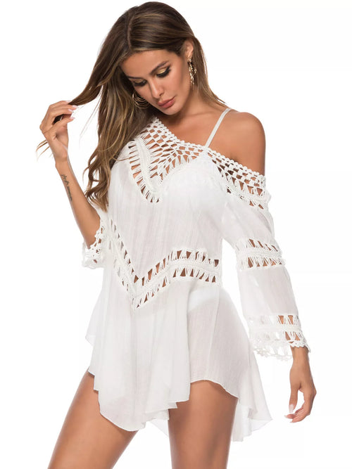 Hazel Blues® |  Crochet Trimmed Flowy Cover Up Dress