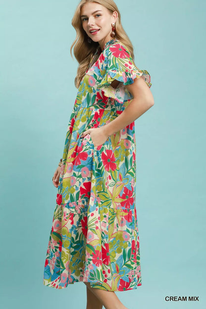 Hazel Blues® |  Sunday Bloom Dress | Floral Ruffle Tiered Dress