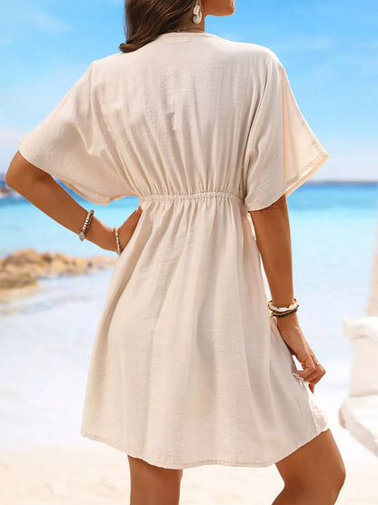 Hazel Blues® |  Lace Trim V-Neck Cover-Up Dress