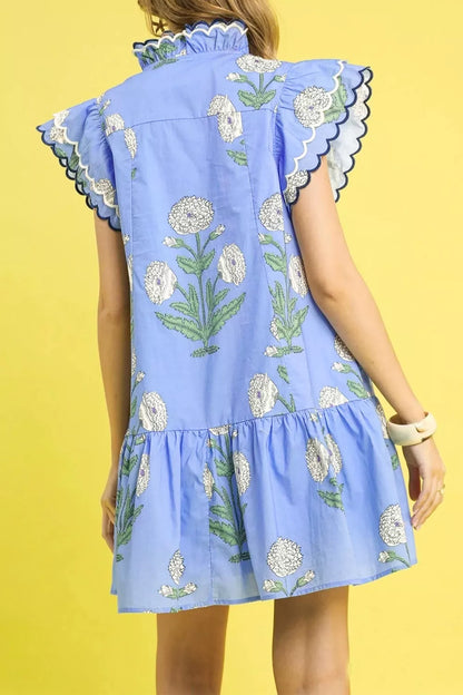 Hazel Blues® |  Floral Print Ruffle Sleeve Dress