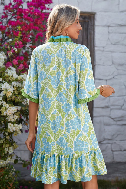 Hazel Blues® |  Sunday Bloom Dress | Floral V-Neck Button Dress