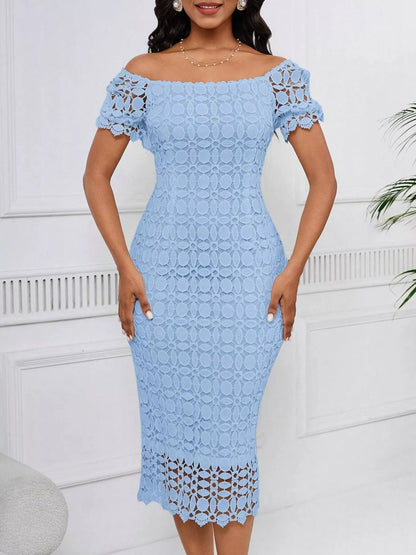 Hazel Blues® |  Lace Short Sleeve Midi Dress