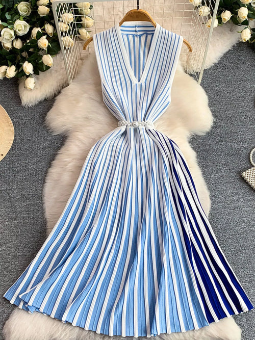 Hazel Blues® |  Striped Sleeveless Midi Dress