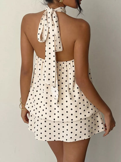 Hazel Blues® |  Polka Dot Halter Neck Mini Dress