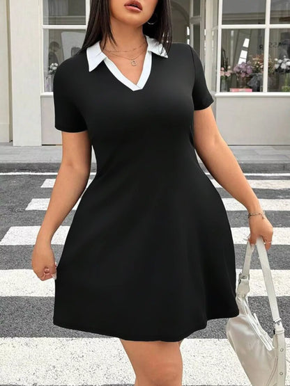 Hazel Blues® | Contrast Collar Bodycon Mini Dress