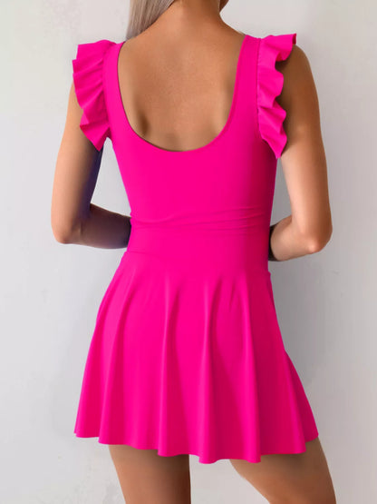 Hazel Blues® |  Ruffled Sleeve One-Piece Swim Dress