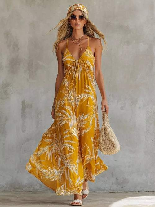 Hazel Blues® | Printed Spaghetti Strap Maxi Dress