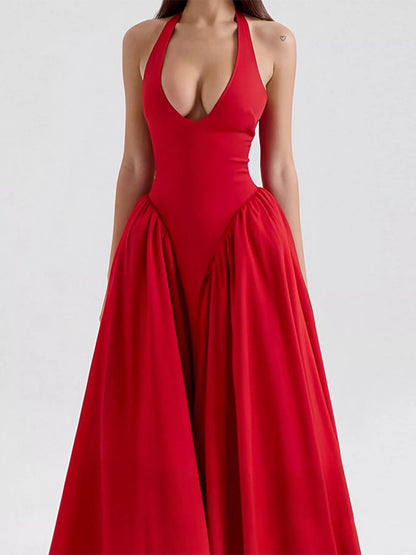 Hazel Blues® |  Halter Neck Midi Dress with Pockets