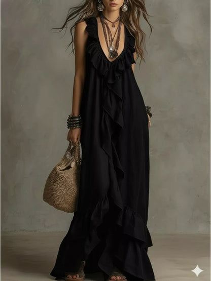 Hazel Blues® |  Ruffled Sleeveless Maxi Dress