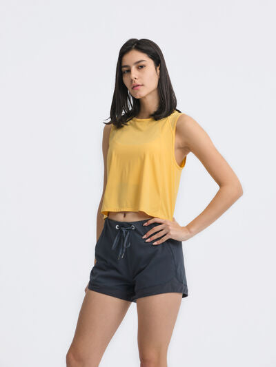 Hazel Blues® |  Millennia Round Neck Cropped Active Tank