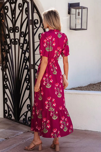 Hazel Blues® |  Floral Print Short Sleeve Midi Dress