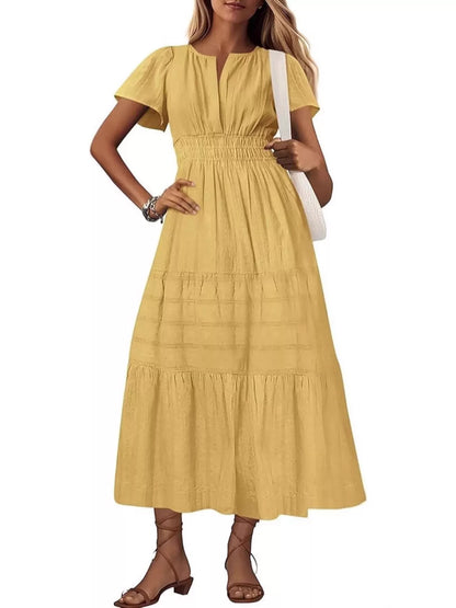 Hazel Blues® | Short Sleeve Tiered Midi Dress