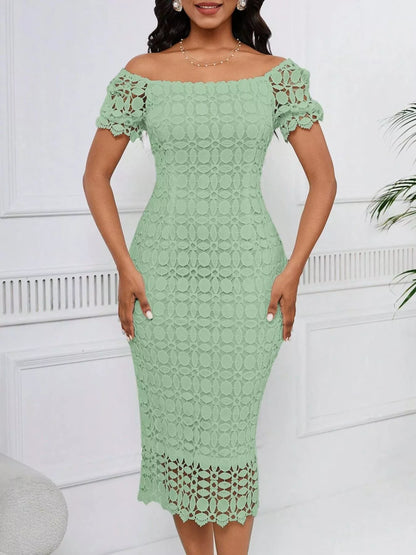 Hazel Blues® |  Lace Short Sleeve Midi Dress