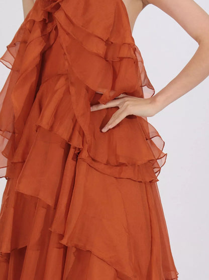 Hazel Blues® |  Ruffled Chiffon Halter Neck Maxi Dress