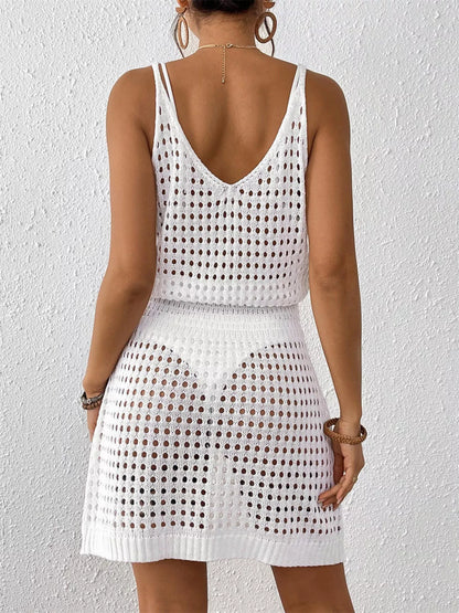 Hazel Blues® |  Crochet Knit V-Neck Cover-Up Dress