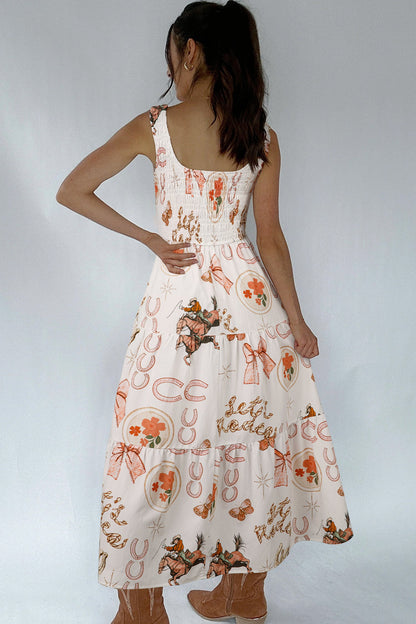 Hazel Blues® |  Cowgirl Charm Midi Dress | Western Horseshoe Midi Dress