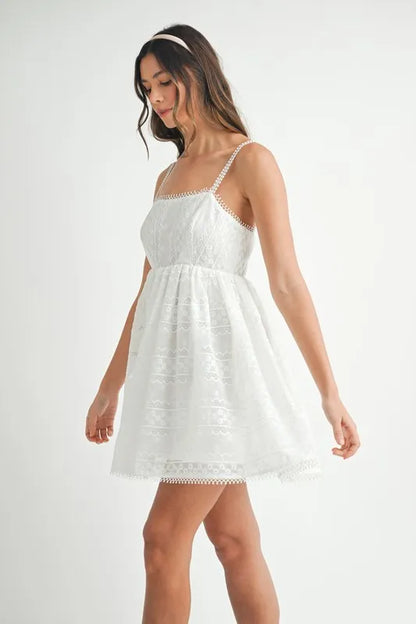 Hazel Blues® |  MABLE Eyelet Lace Babydoll Mini Cami Dress