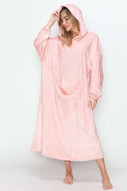 Hazel Blues® |  Double Take Pocketed Hooded Midi Lounge Dress