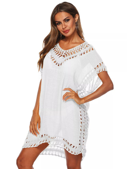 Hazel Blues® |  Crochet Trim V-Neck Cover-Up Dress