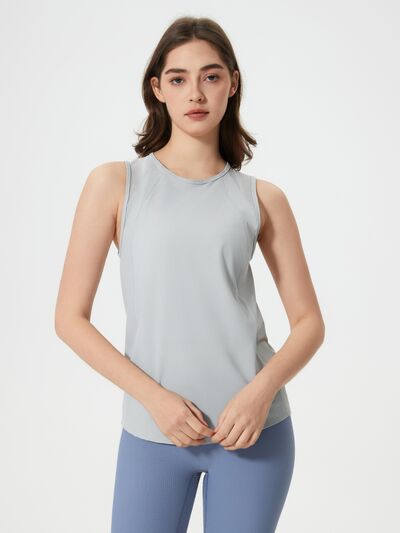 Hazel Blues® |  Millennia Cutout Back Round Neck Active Tank