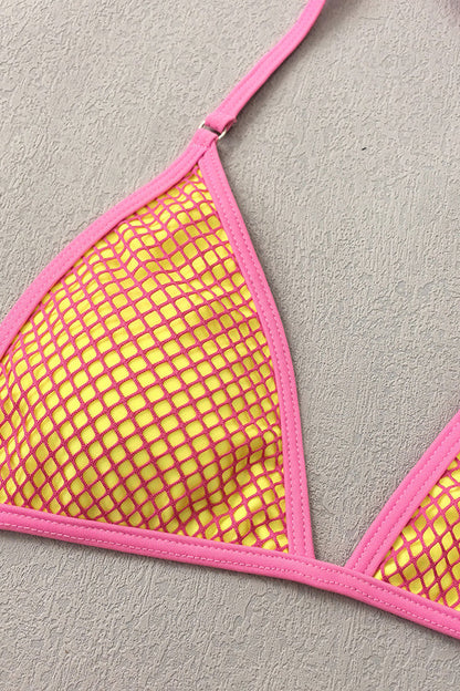 Mesh Drawstring Three Piece Swim Set