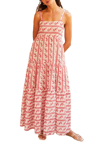 Hazel Blues® |  Striped Tie-Shoulder Tiered Maxi Dress