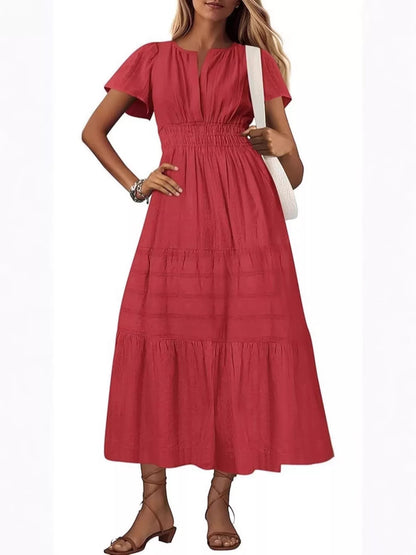 Hazel Blues® | Short Sleeve Tiered Midi Dress